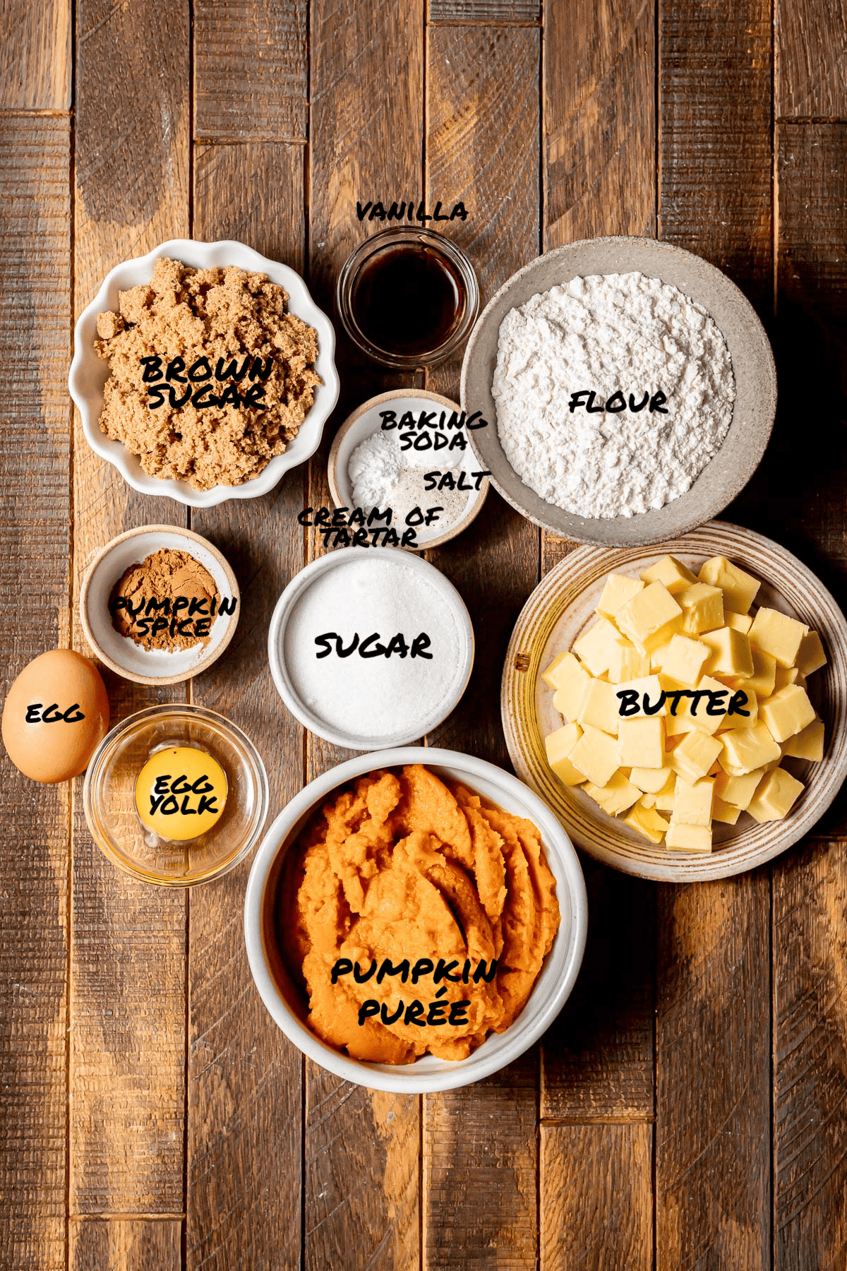 ingredients for pumpkin snickerdoodles.