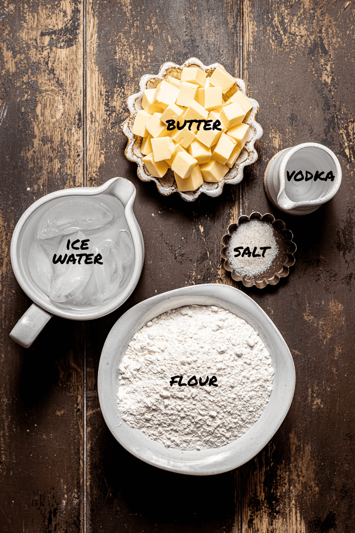 ingredients for the pie crust.