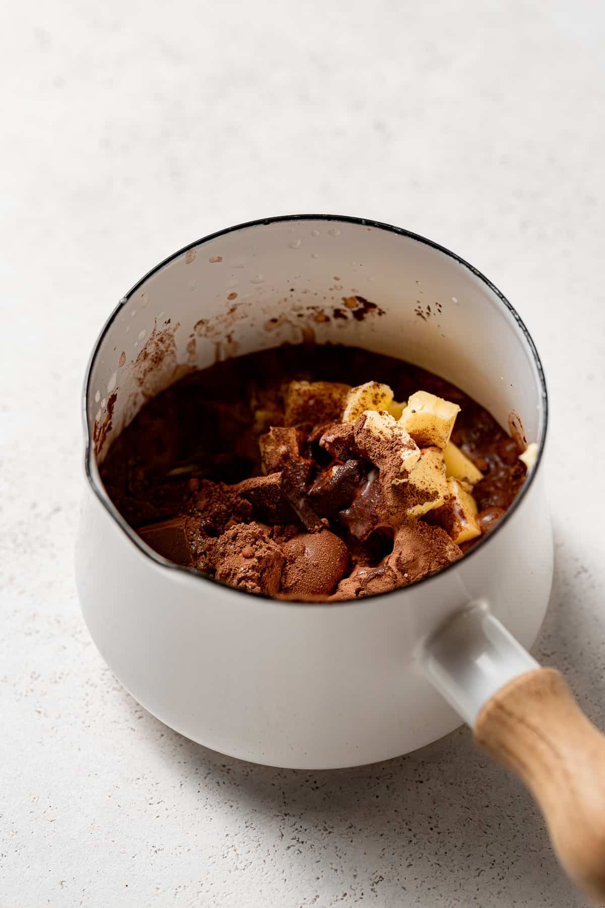 dark chocolate mixture in small saucepan.
