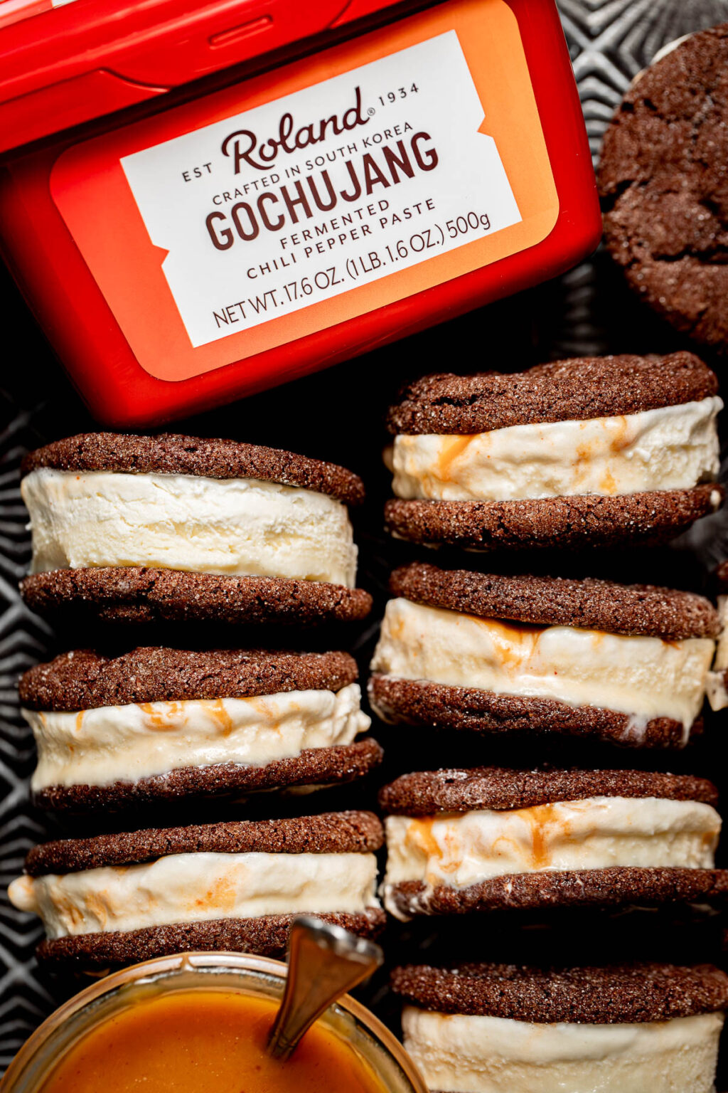 Chocolate Gochujang Caramel Cookie Ice Cream Sandwiches Sloane's Table