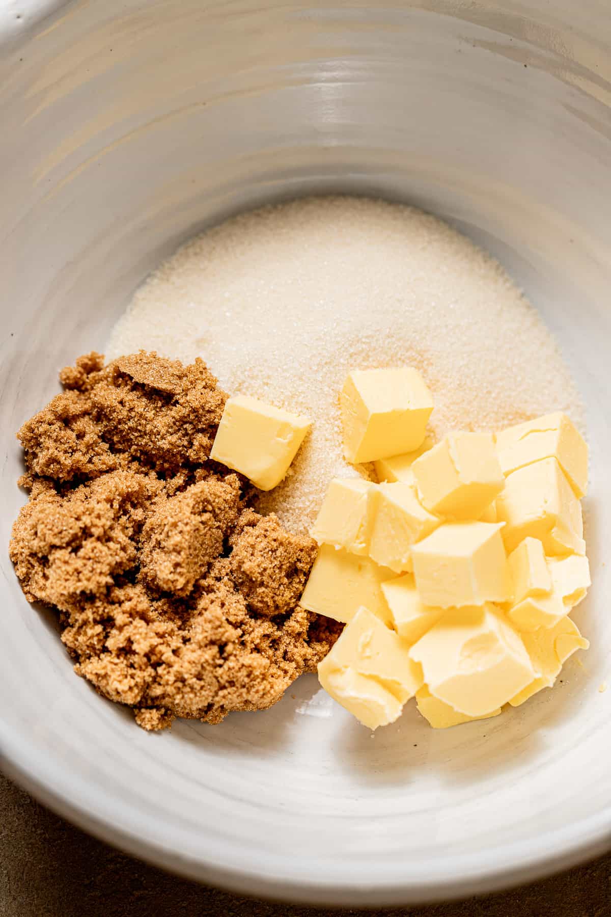 butter and sugars in small bowl before mixing.