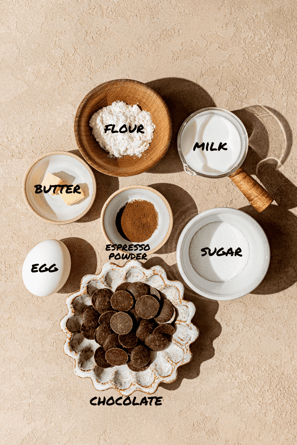 chocolate souffle ingredients.