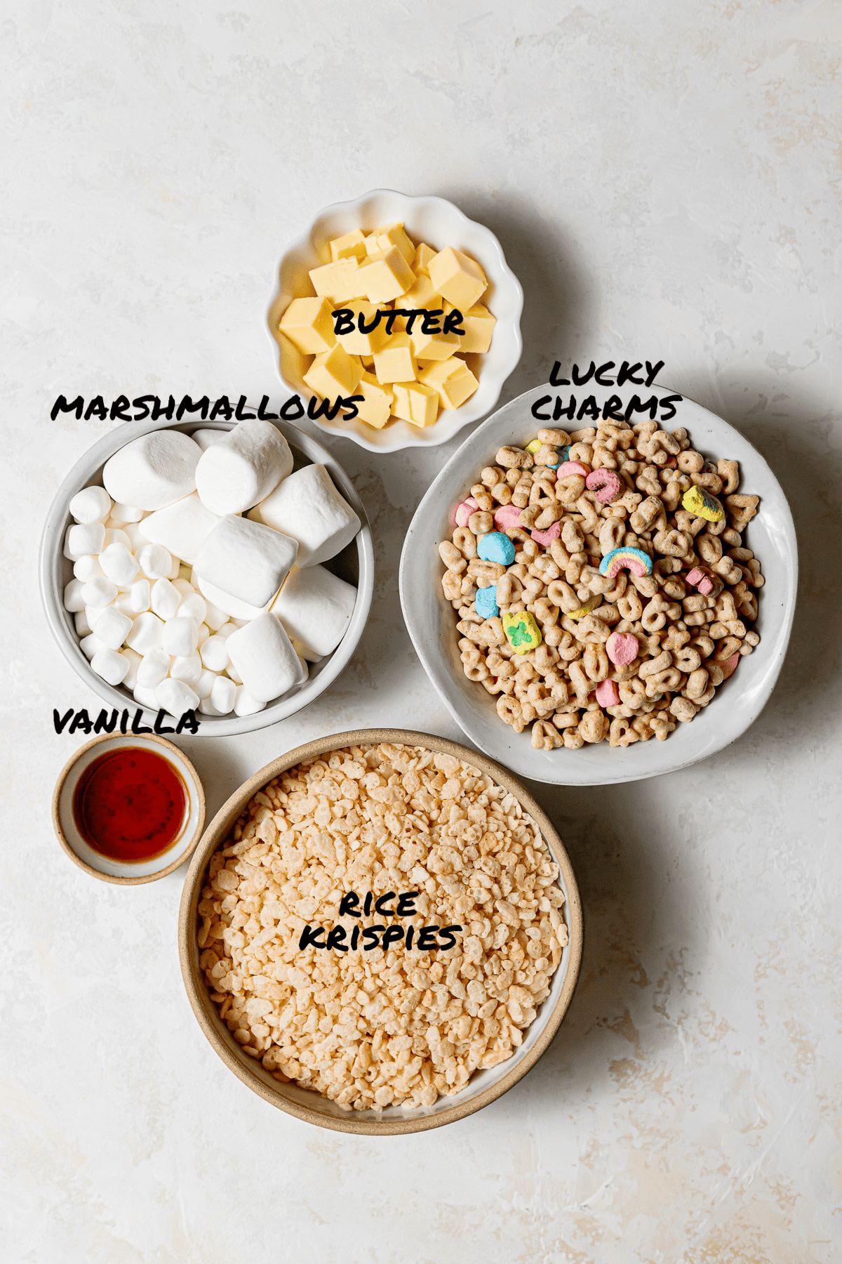 ingredients for lucky charms Rice Krispie treats.