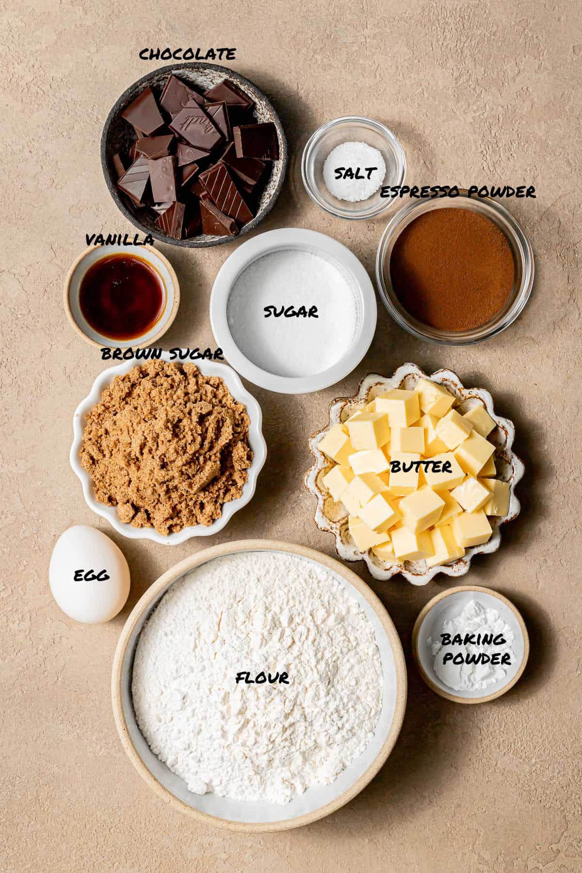 espresso chocolate chip cookie ingredients.