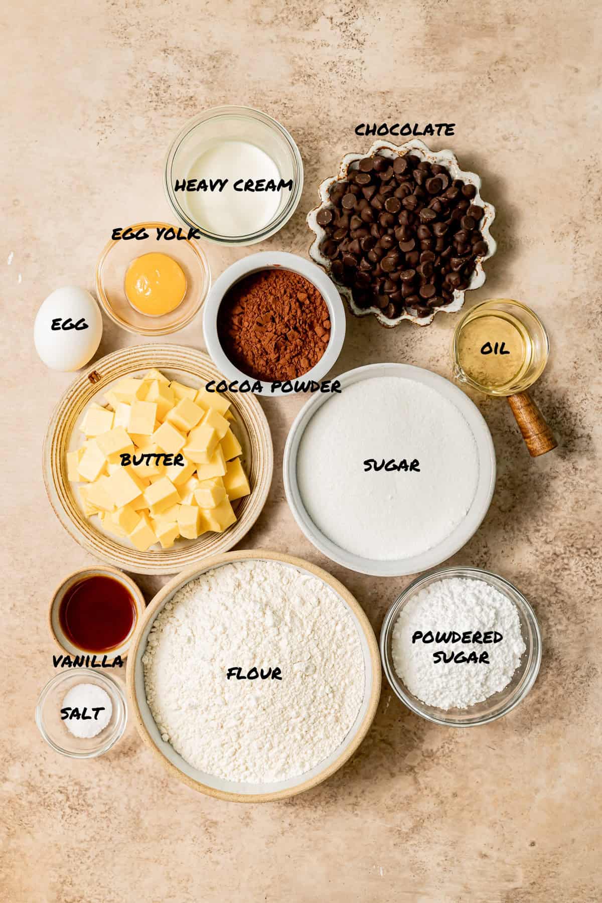 ingredients for Chocolate Sugar Cookie Bars.