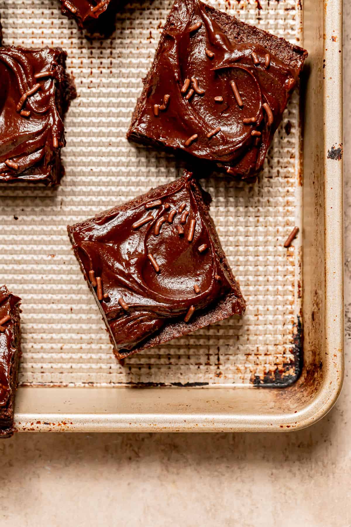 Chocolate Sugar Cookie Bars cut into squares. 