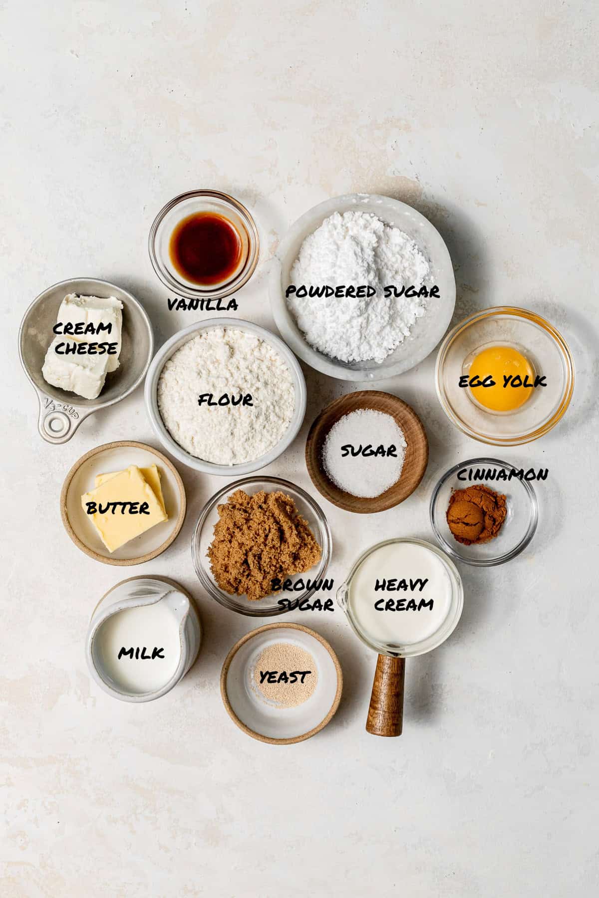 Single Serve Cinnamon Roll ingredients.