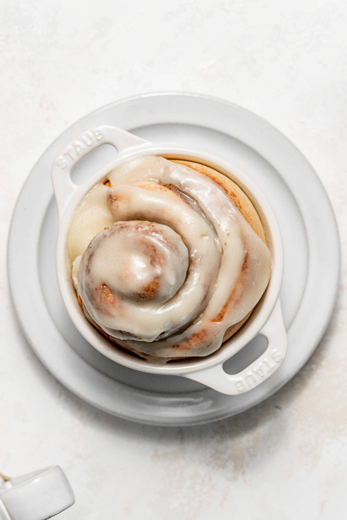 cinnamon roll for one in mini cocotte. 