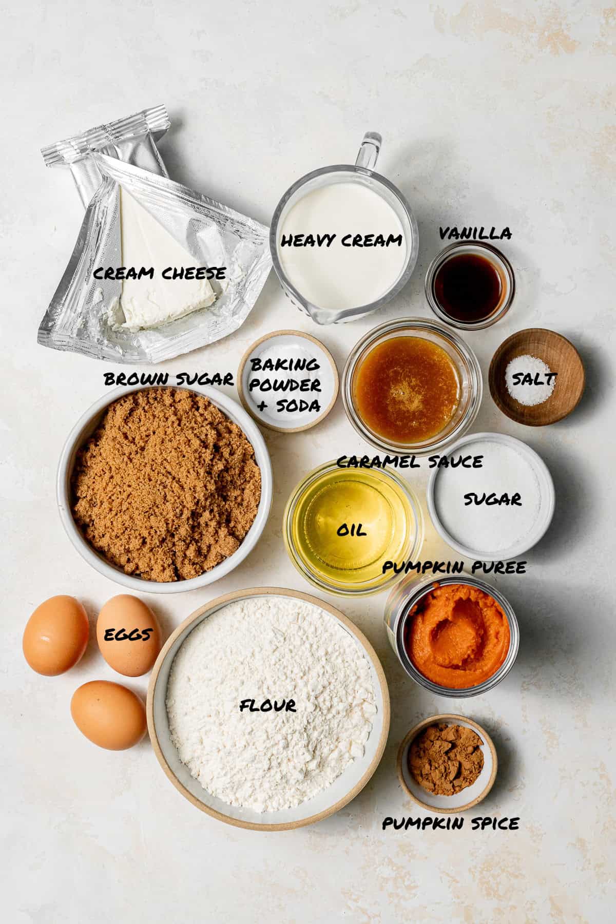 Salted Caramel Pumpkin Cake ingredients.