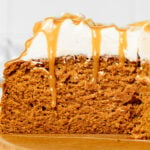 cross section of salted caramel pumpkin cake.