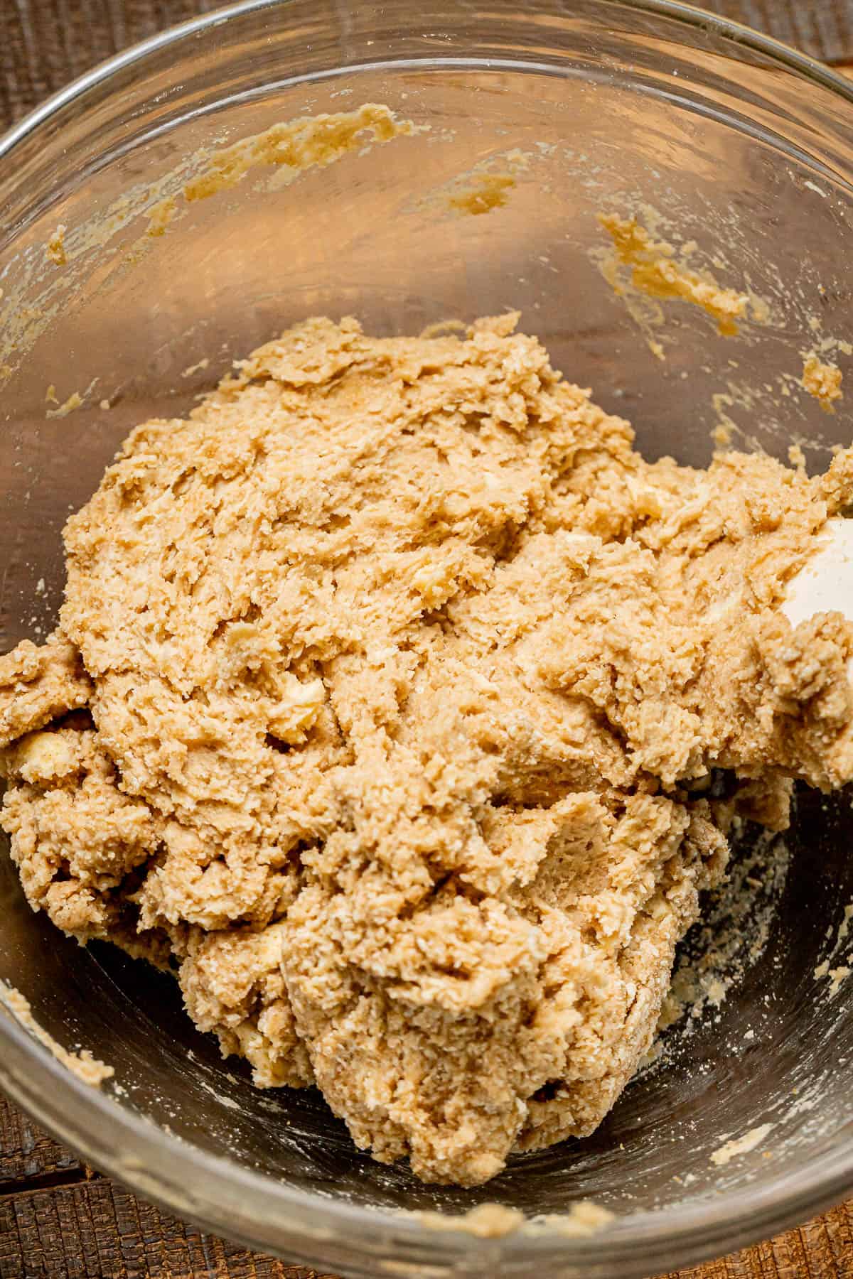 cobbler topping dough in bowl.