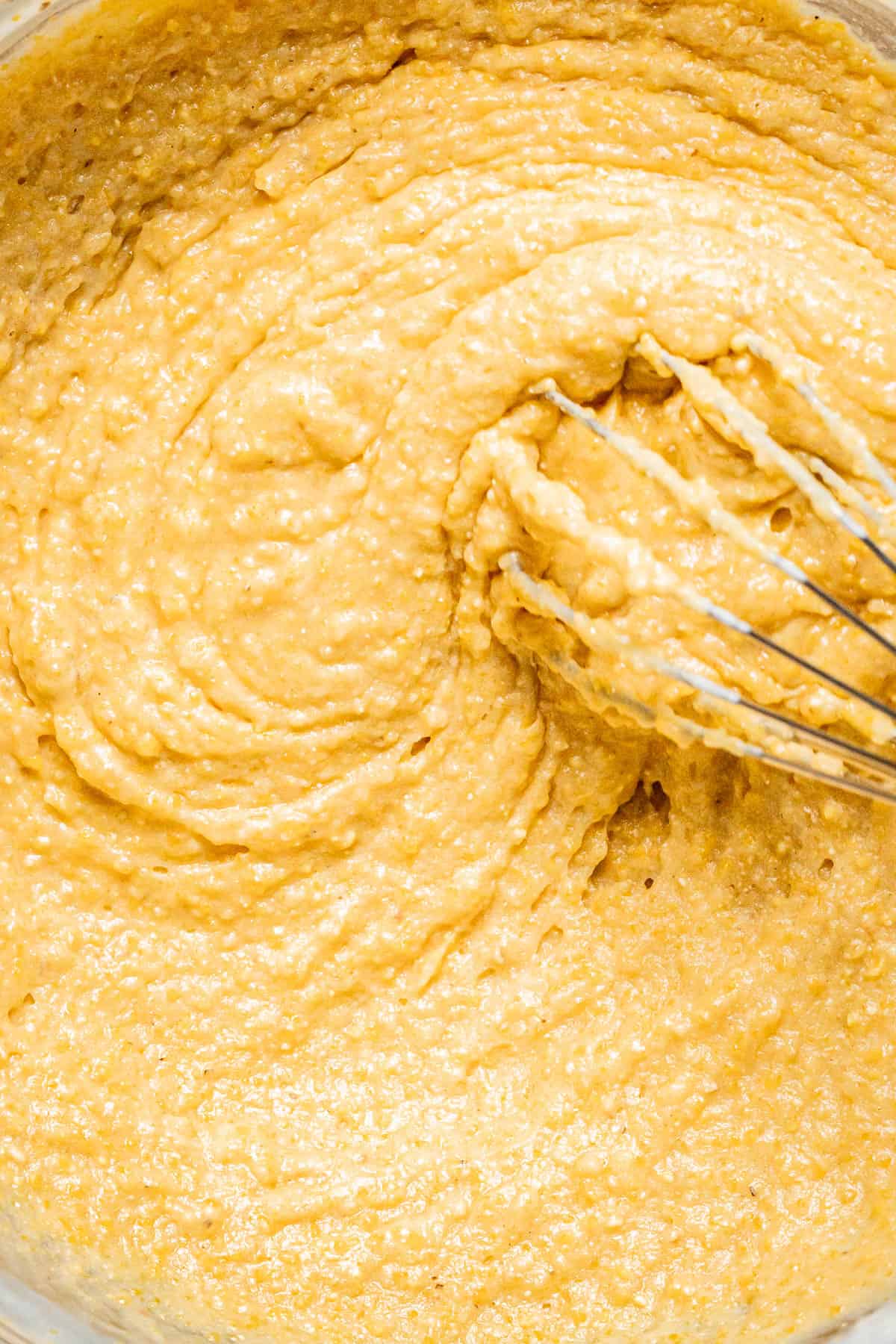 cornbread batter in bowl.