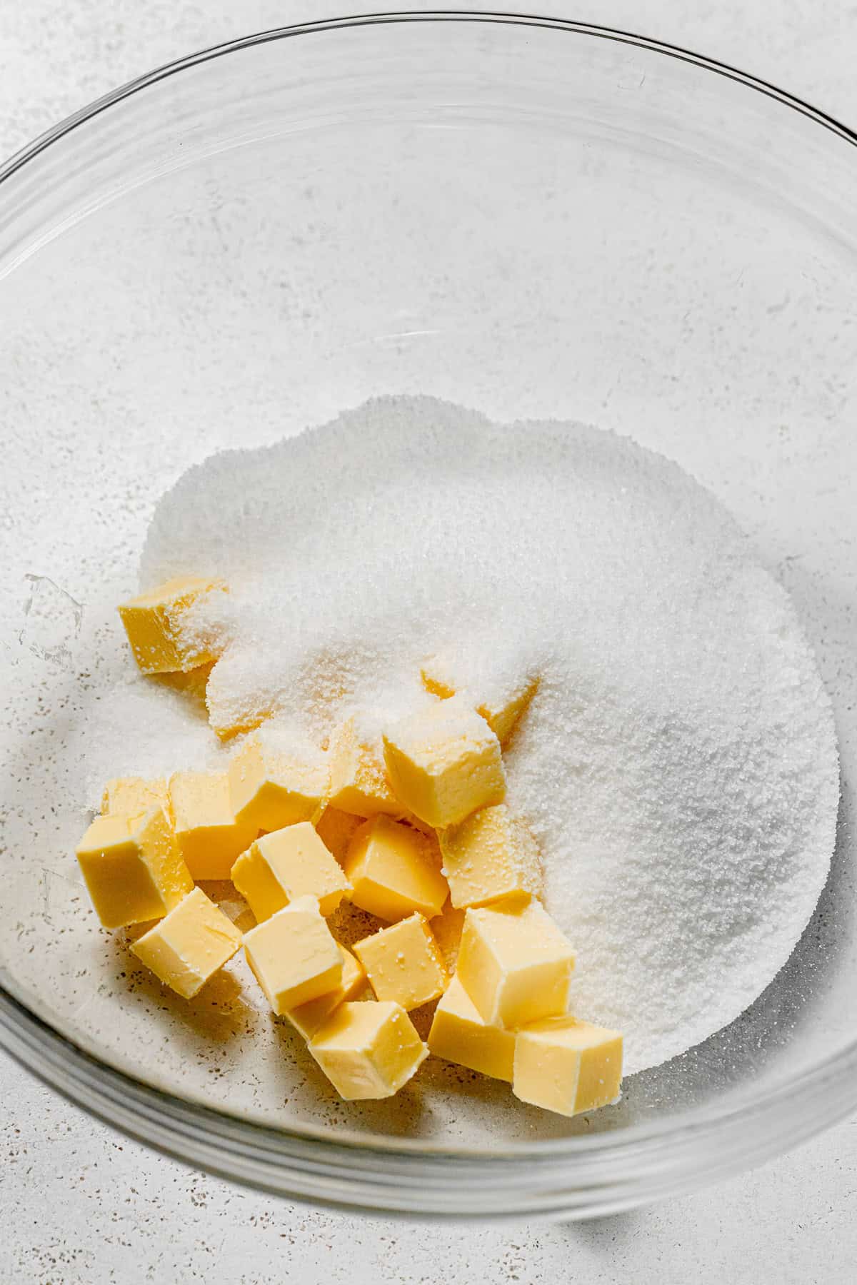 butter and sugar in bowl.