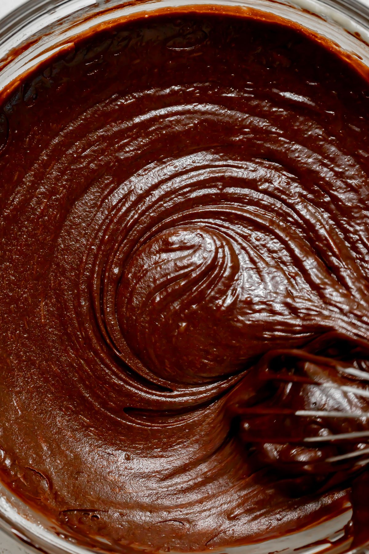 Chocolate Guinness Cake batter in bowl.