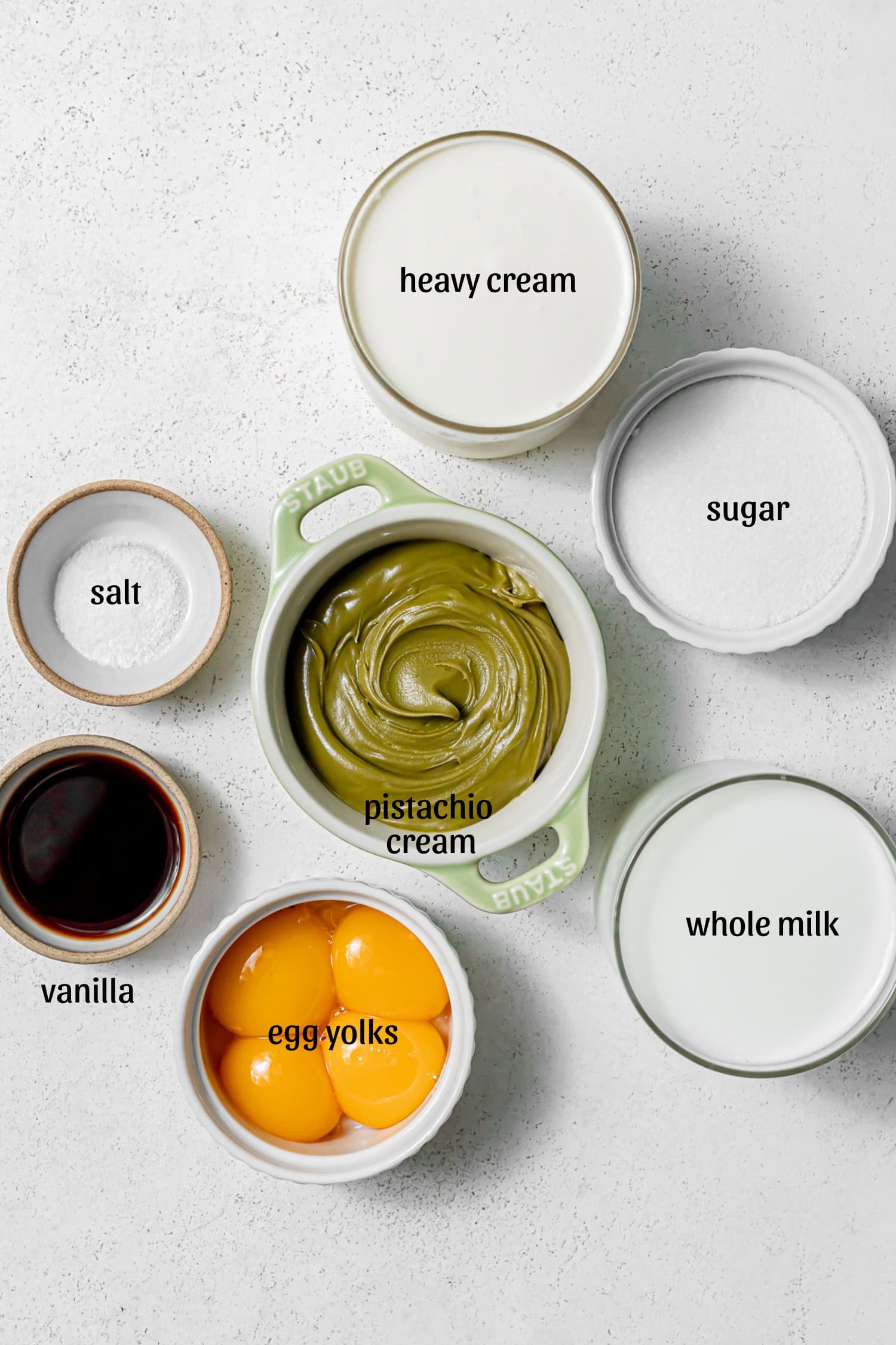 Sicilian Pistachio Ice Cream ingredients. 