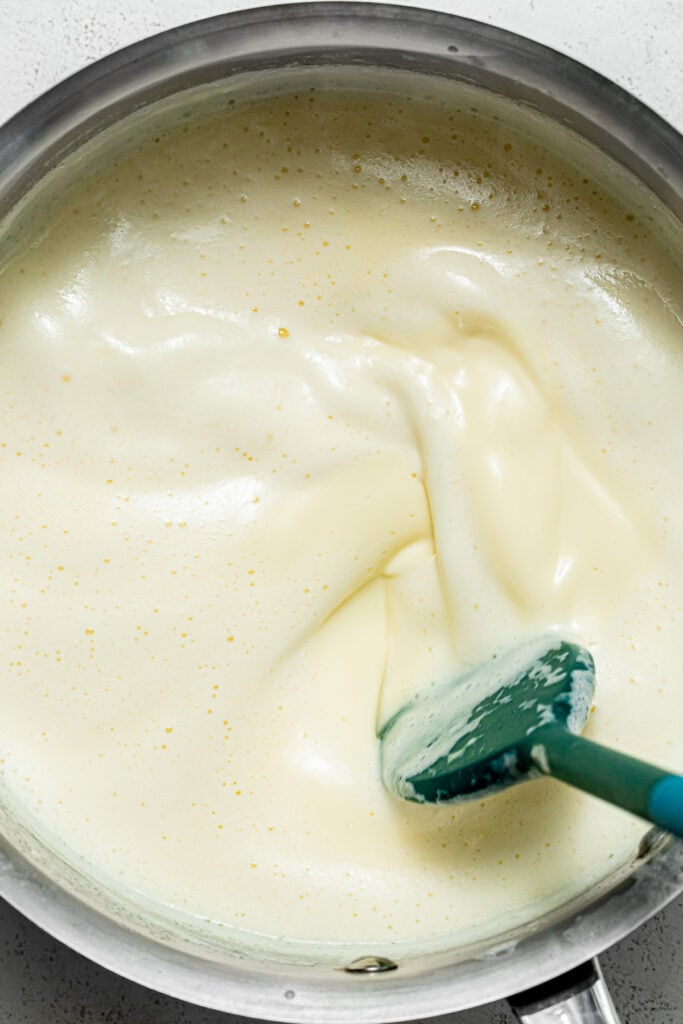 ice cream base in saucepan.