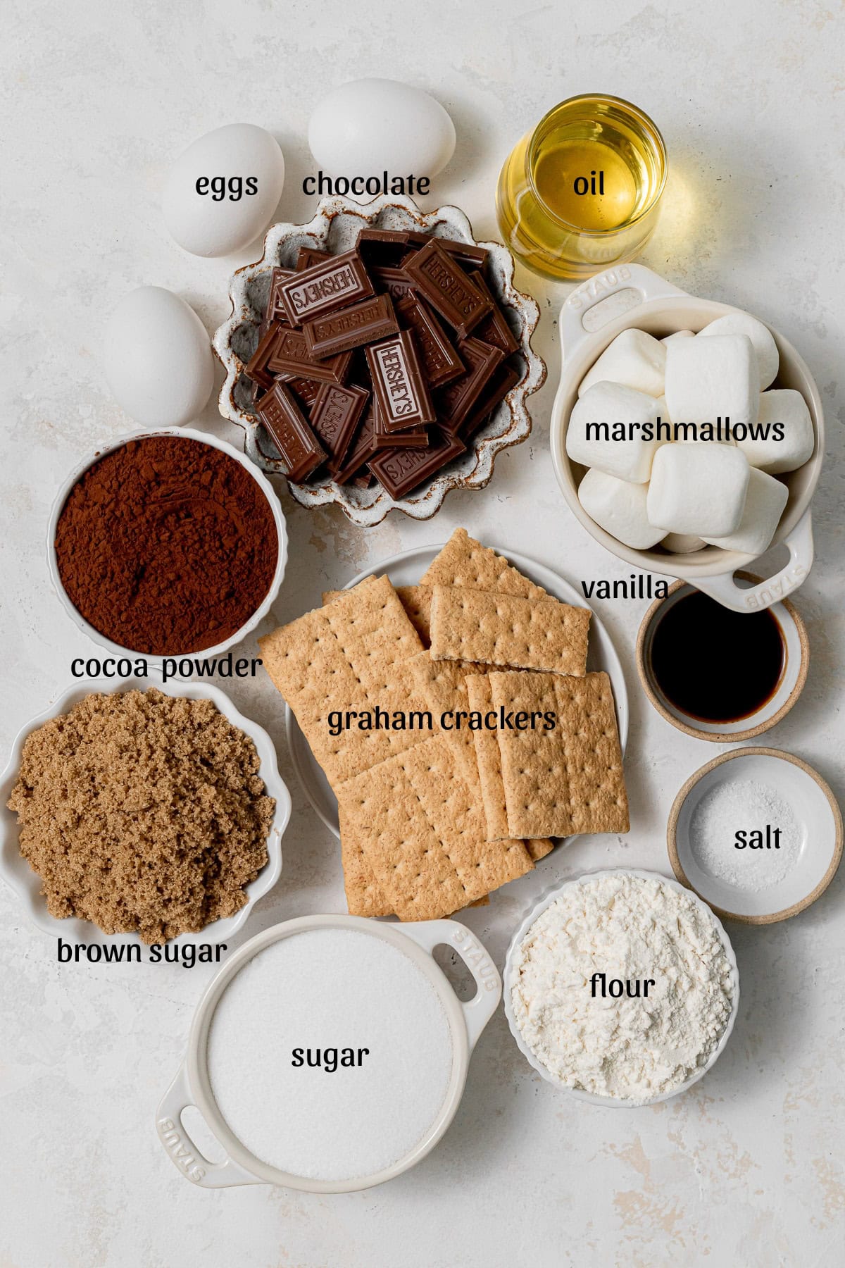 s'mores brownie ingredients.