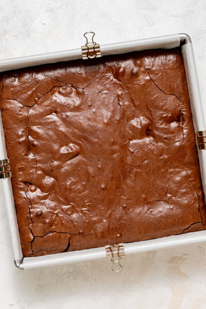 baked brownies in pan.