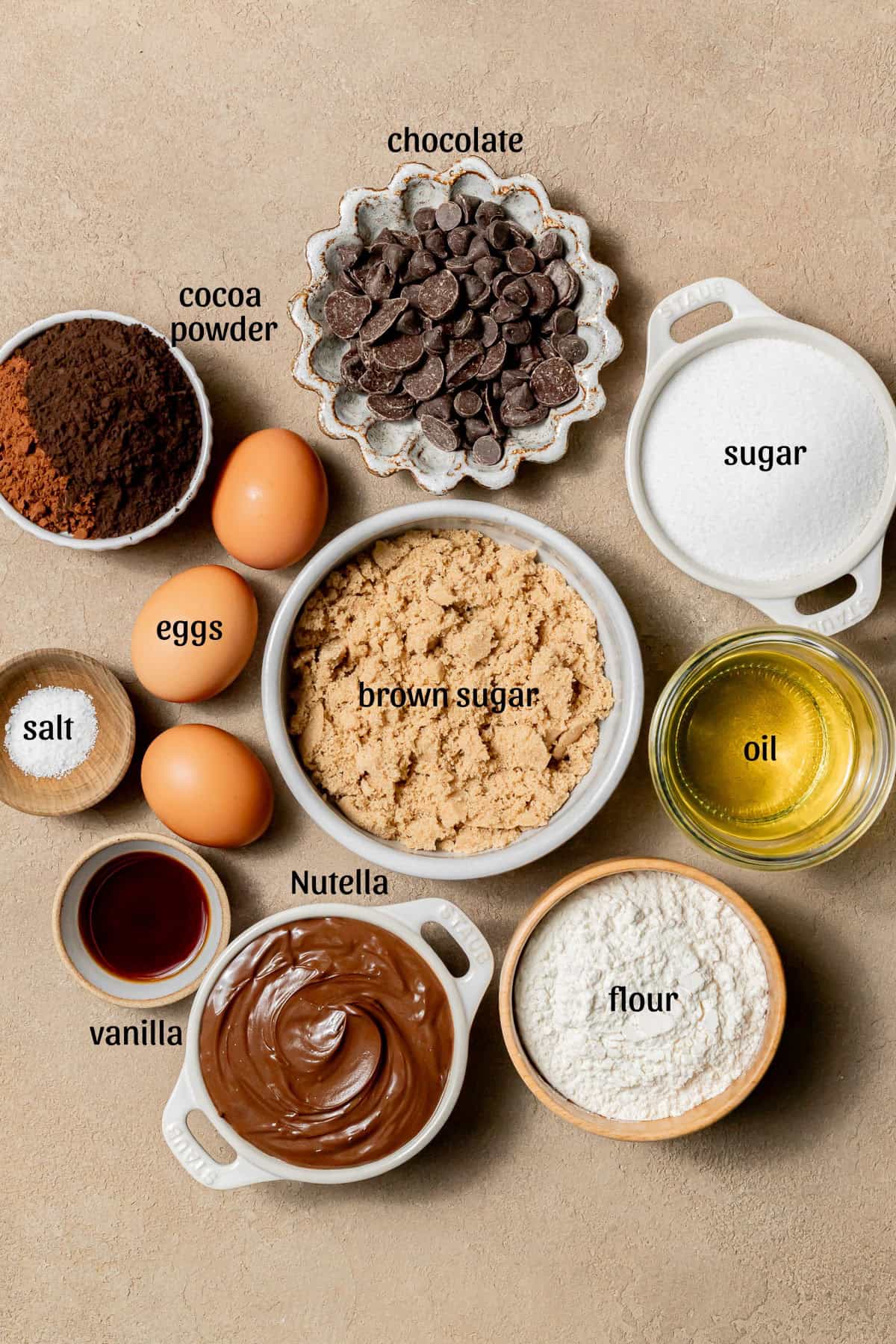 ingredients for Nutella Brownies.