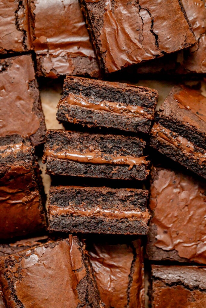 nutella brownies facing up.