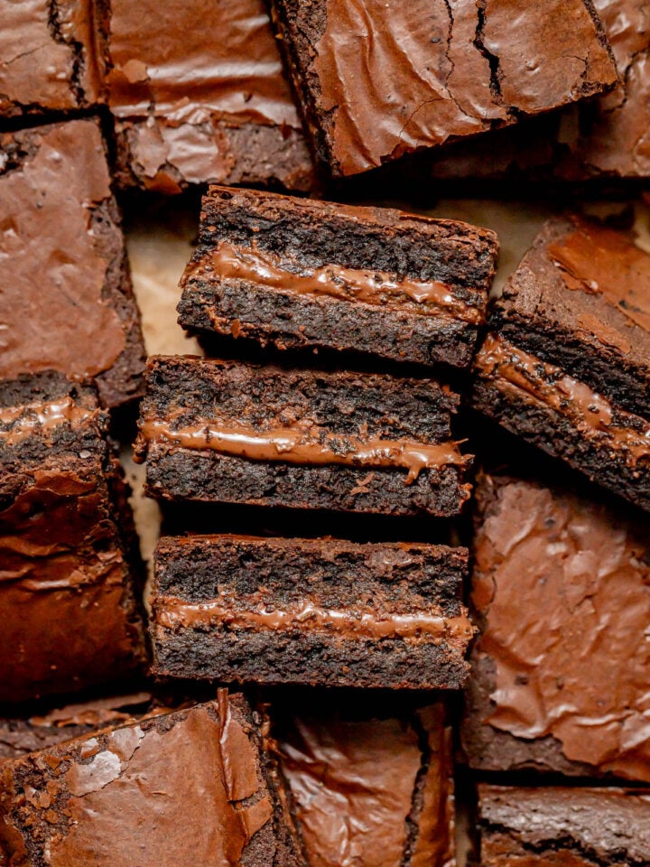 nutella brownies facing up.