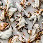 peppermint bark cookies on baking sheet.
