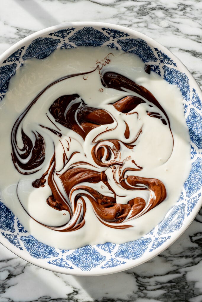 melted chocolates in bowl.