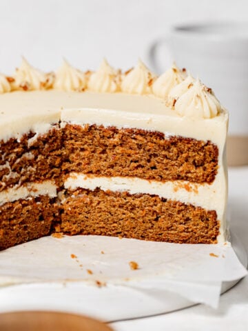 9" Carrot Cake on marble round.