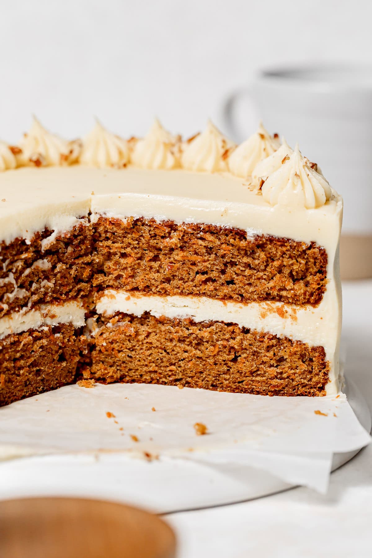 9" Carrot Cake on marble round.