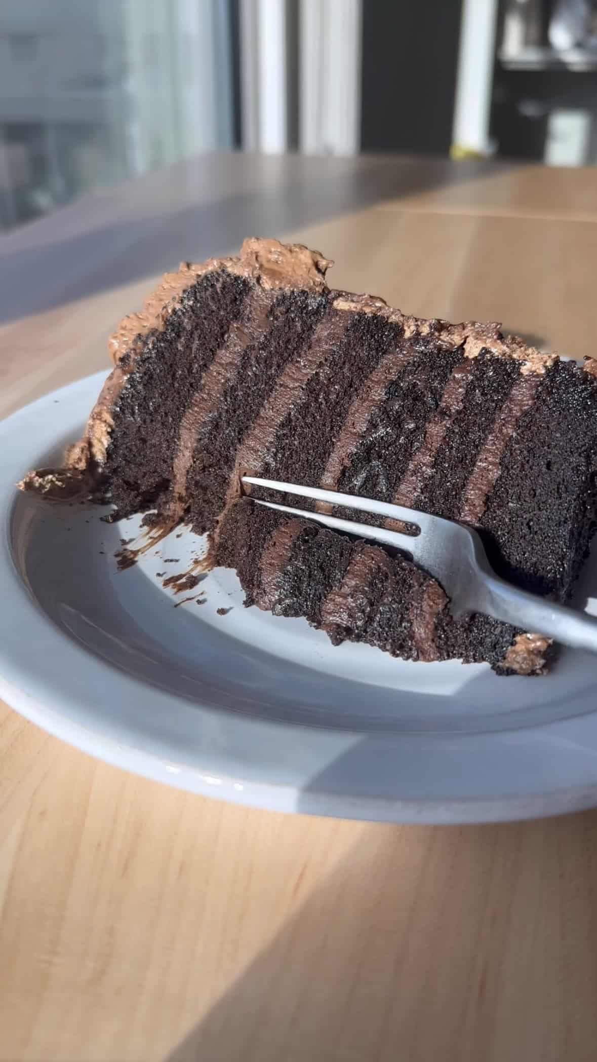 slice of espresso martini cake on plate.