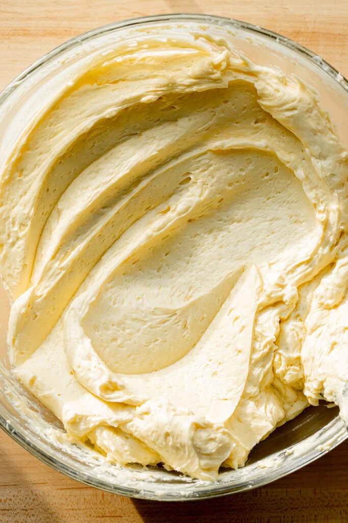 swiss meringue buttercream in bowl.