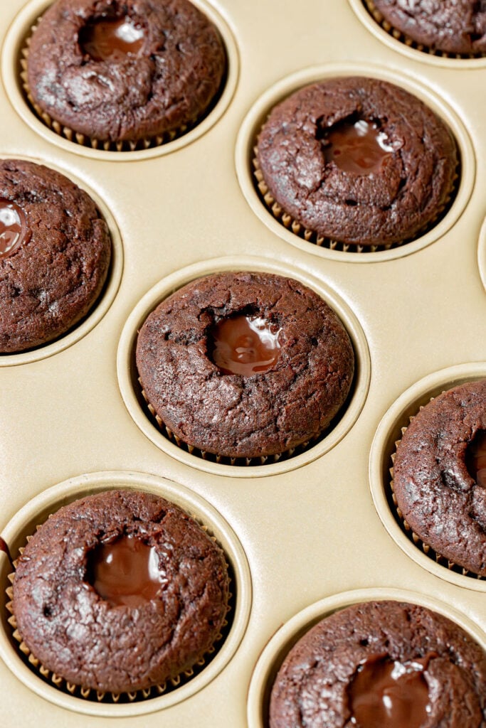 cupcakes filled with ganache.