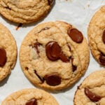 30 minute chocolate chip cookies on baking sheet.