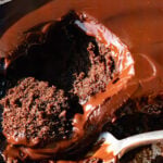 scoopable chocolate cake.