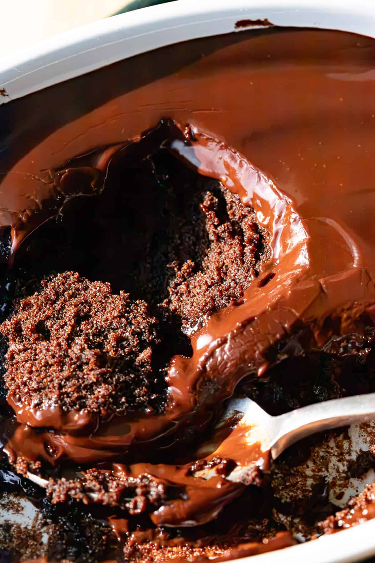 scoopable chocolate cake.