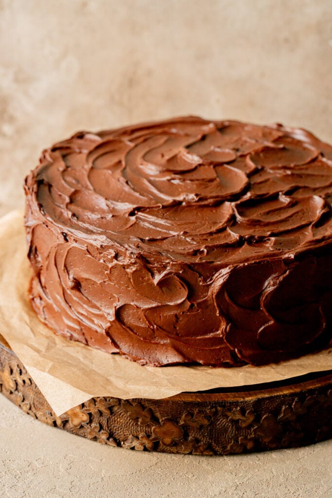 fully assembled Chocolate Ganache Cake.