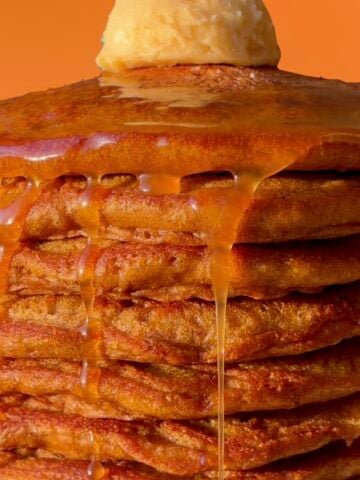 stack of pumpkin pancakes.