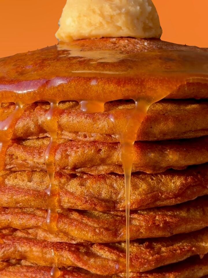 stack of pumpkin pancakes.