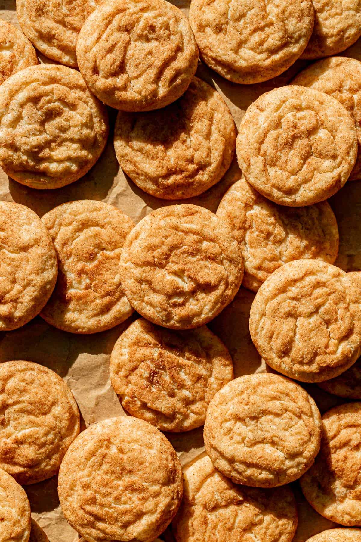 Thick & Soft Snickerdoodles on baking sheet.